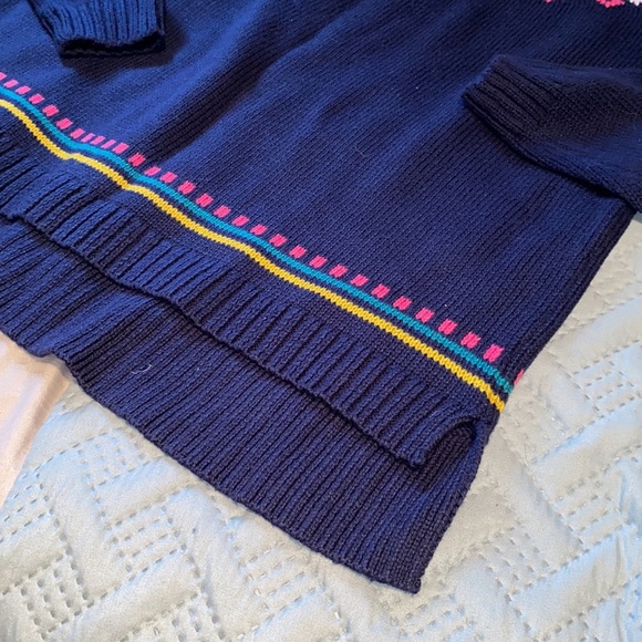 Old Navy fair isle pattern knit Crew Neck Pullover sweater ladies Navy medium - Picture 6 of 8